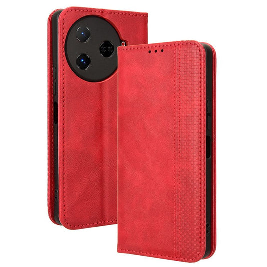 For TECNO Camon 30 Pro 5G / CL8 Case Stand Wallet Retro Leather Phone Cover - Red