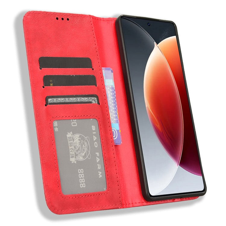 For TECNO Camon 30 Pro 5G / CL8 Case Stand Wallet Retro Leather Phone Cover - Red