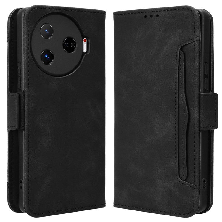 For TECNO Camon 30 Pro 5G CL8 Case Multiple Card Slots Leather Wallet Phone Cover - Black