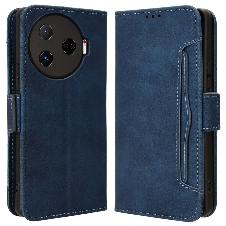 For TECNO Camon 30 Pro 5G CL8 Case Multiple Card Slots Leather Wallet Phone Cover - Blue