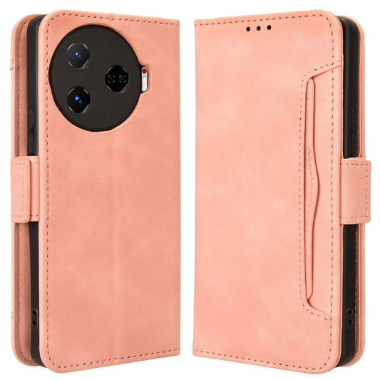 For TECNO Camon 30 Pro 5G CL8 Case Multiple Card Slots Leather Wallet Phone Cover - Pink