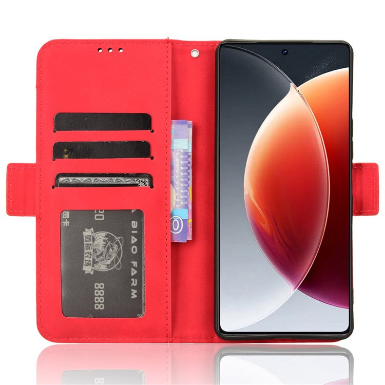 For TECNO Camon 30 Pro 5G CL8 Case Multiple Card Slots Leather Wallet Phone Cover - Red