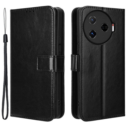 For TECNO Camon 30 Pro 5G CL8 Case Leather Phone Cover Wholesale Supplier - Black