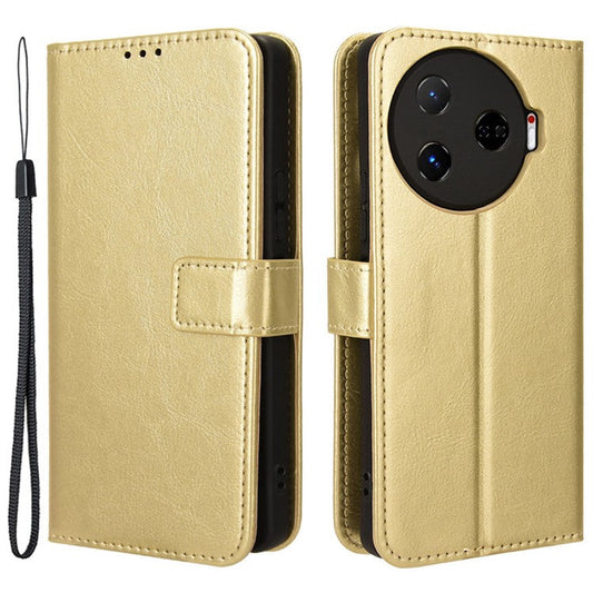 For TECNO Camon 30 Pro 5G CL8 Case Leather Phone Cover Wholesale Supplier - Gold