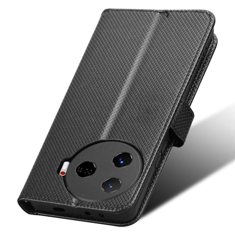 For TECNO Camon 30 Pro 5G CL8 Case Wallet Diamond Texture Leather Cover - Black