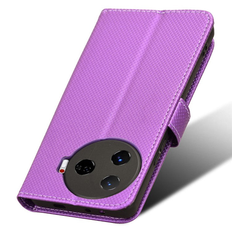 For TECNO Camon 30 Pro 5G CL8 Case Wallet Diamond Texture Leather Cover - Purple