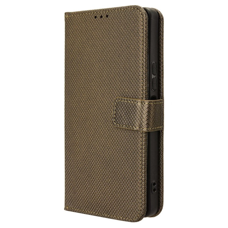 For TECNO Camon 30 Pro 5G CL8 Case Wallet Diamond Texture Leather Cover - Brown