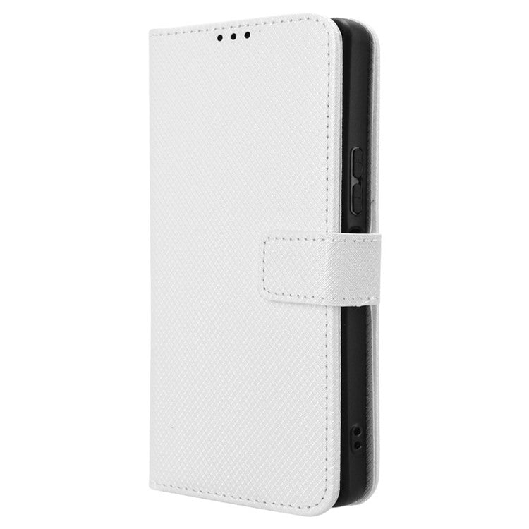 For TECNO Camon 30 Pro 5G CL8 Case Wallet Diamond Texture Leather Cover - White