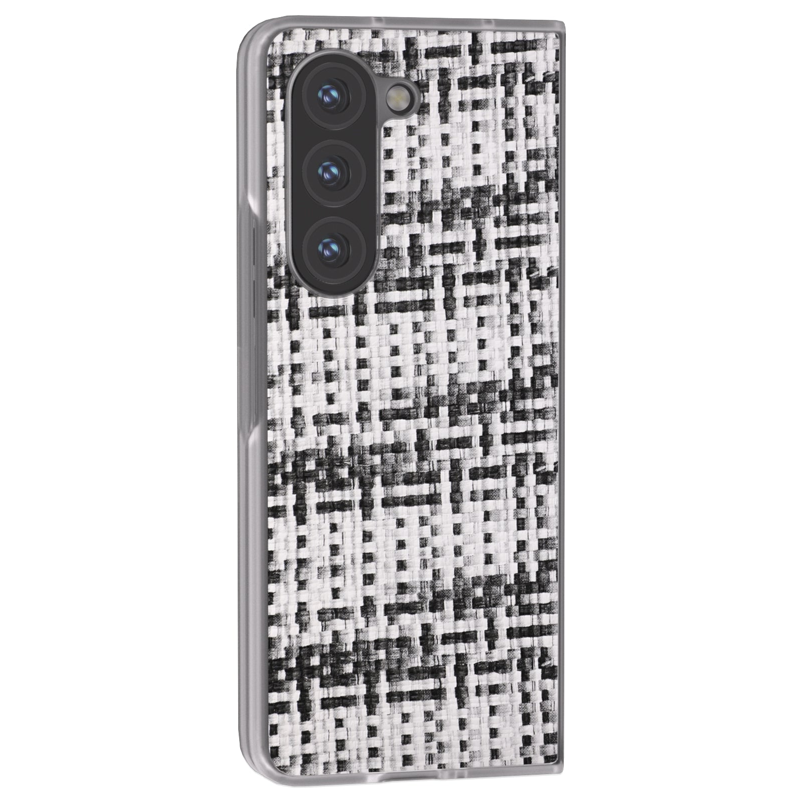 For Samsung Galaxy Z Fold6 5G Case Colorful Plaid Texture Leather Phone Cover - Black+White