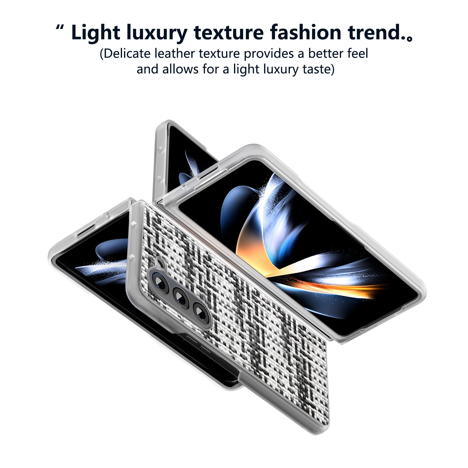 For Samsung Galaxy Z Fold6 5G Case Colorful Plaid Texture Leather Phone Cover - Black+White