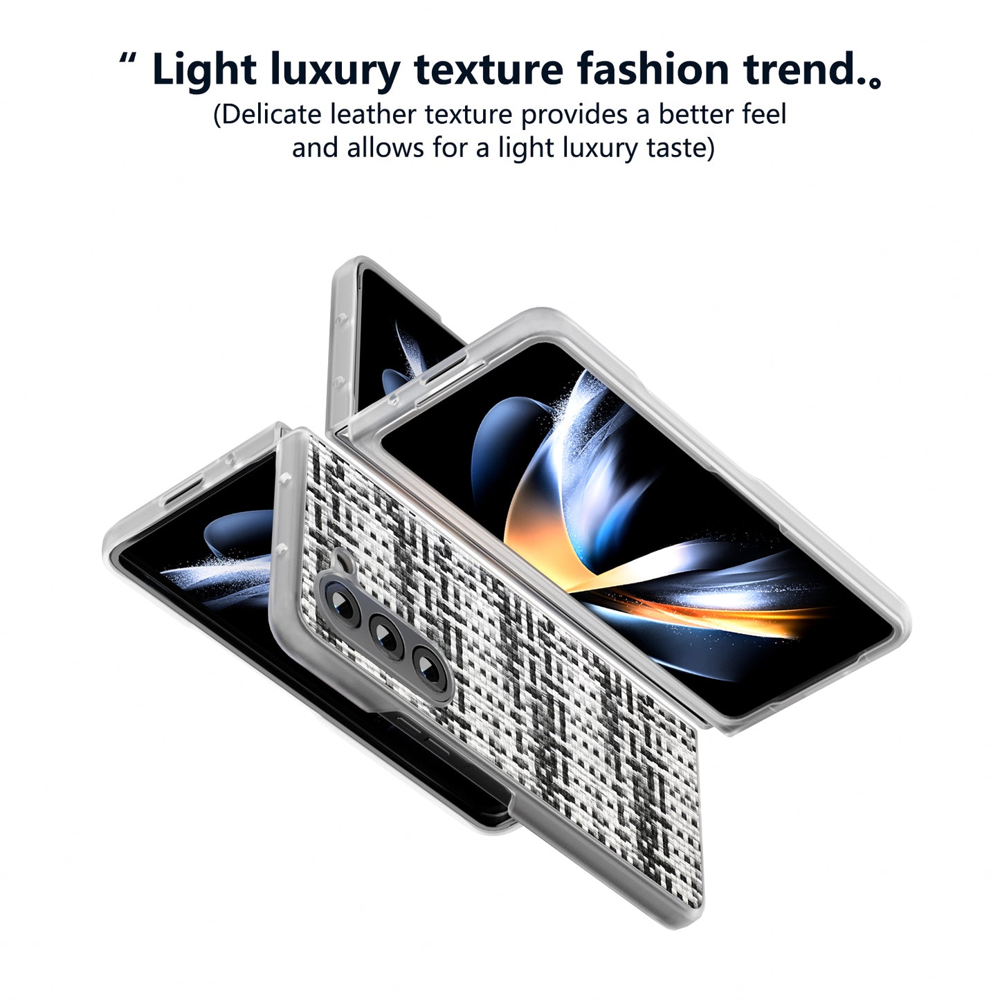For Samsung Galaxy Z Fold6 5G Case Colorful Plaid Texture Leather Phone Cover - Black+White