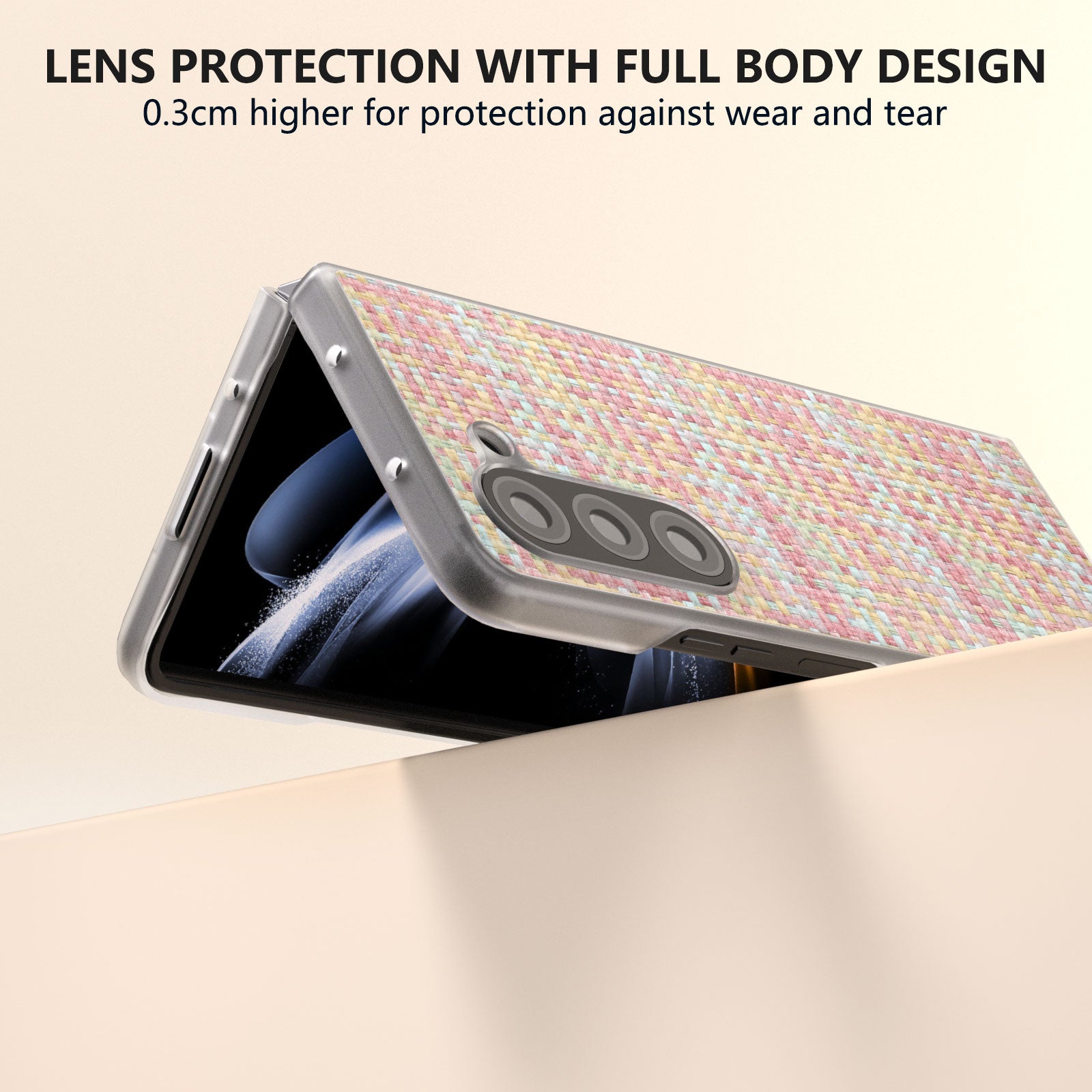For Samsung Galaxy Z Fold6 5G Case Colorful Plaid Texture Leather Phone Cover - Pink