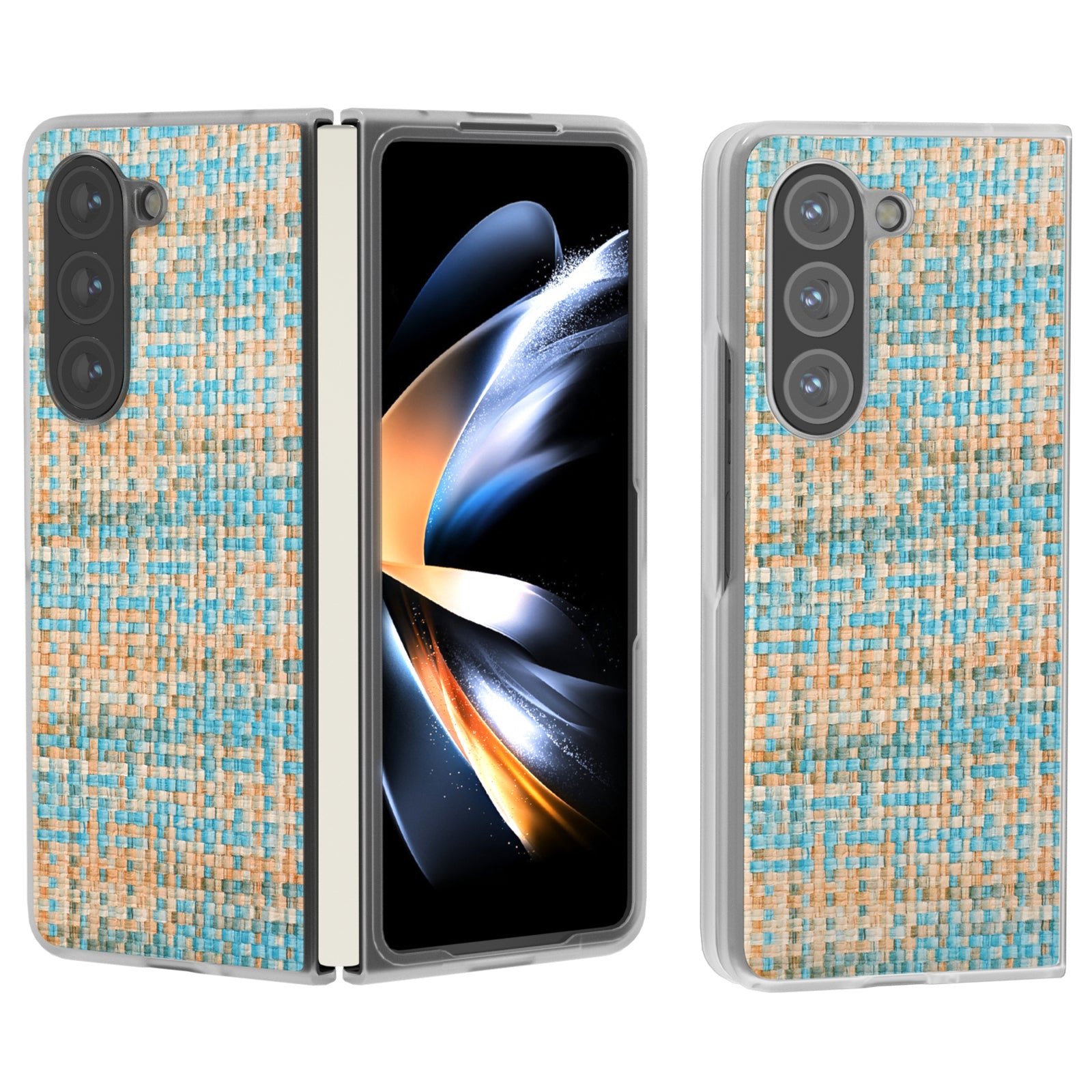 For Samsung Galaxy Z Fold6 5G Case Colorful Plaid Texture Leather Phone Cover - Blue