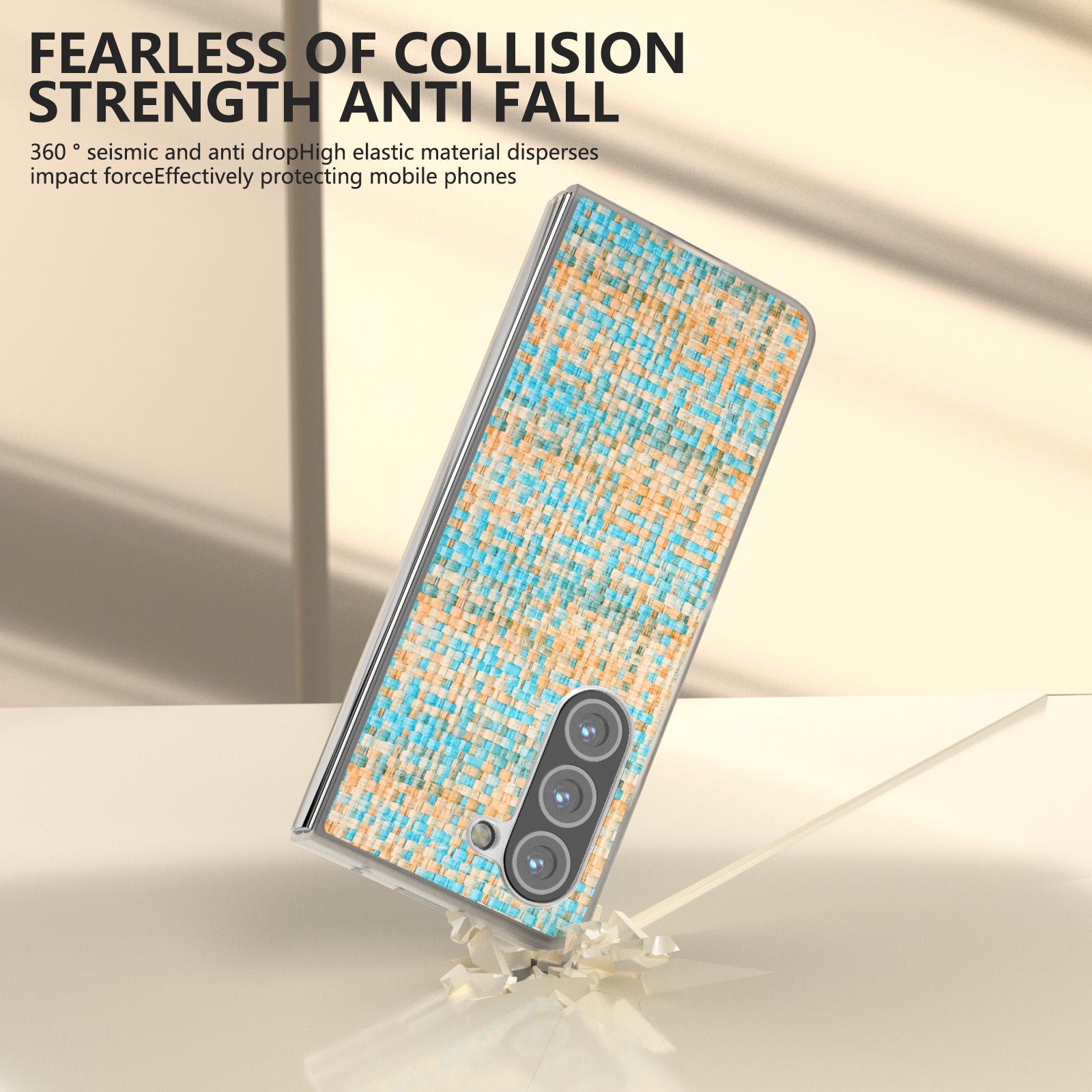 For Samsung Galaxy Z Fold6 5G Case Colorful Plaid Texture Leather Phone Cover - Blue