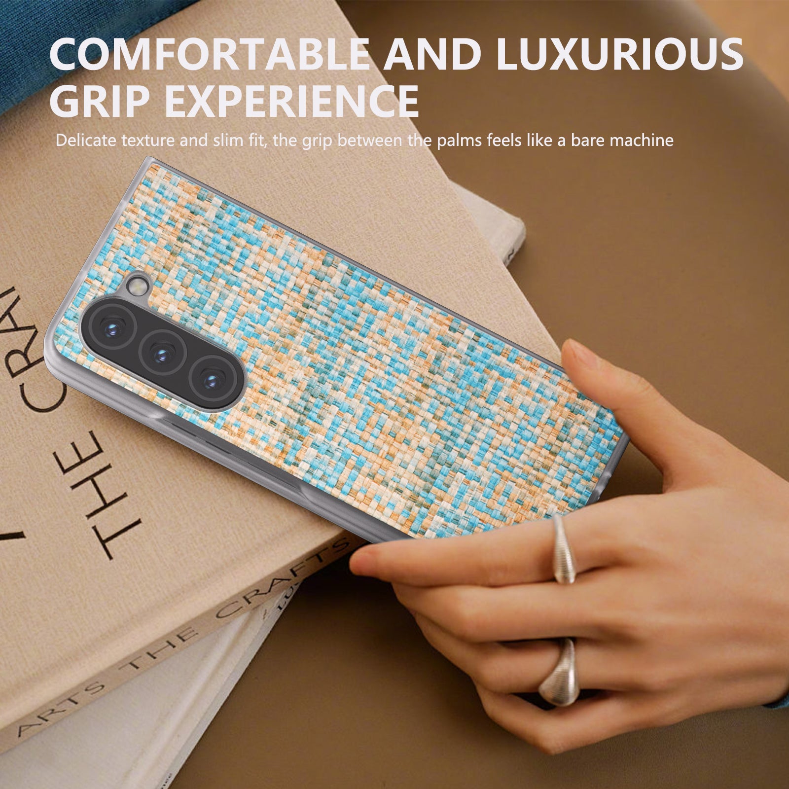 For Samsung Galaxy Z Fold6 5G Case Colorful Plaid Texture Leather Phone Cover - Blue