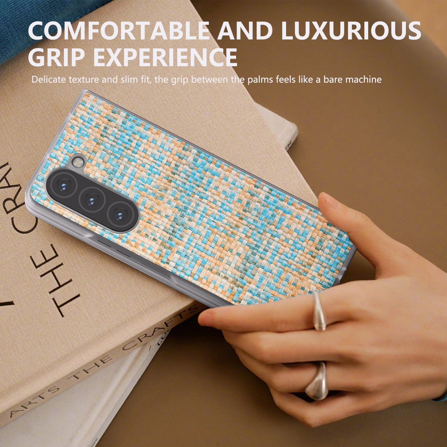 For Samsung Galaxy Z Fold6 5G Case Colorful Plaid Texture Leather Phone Cover - Blue