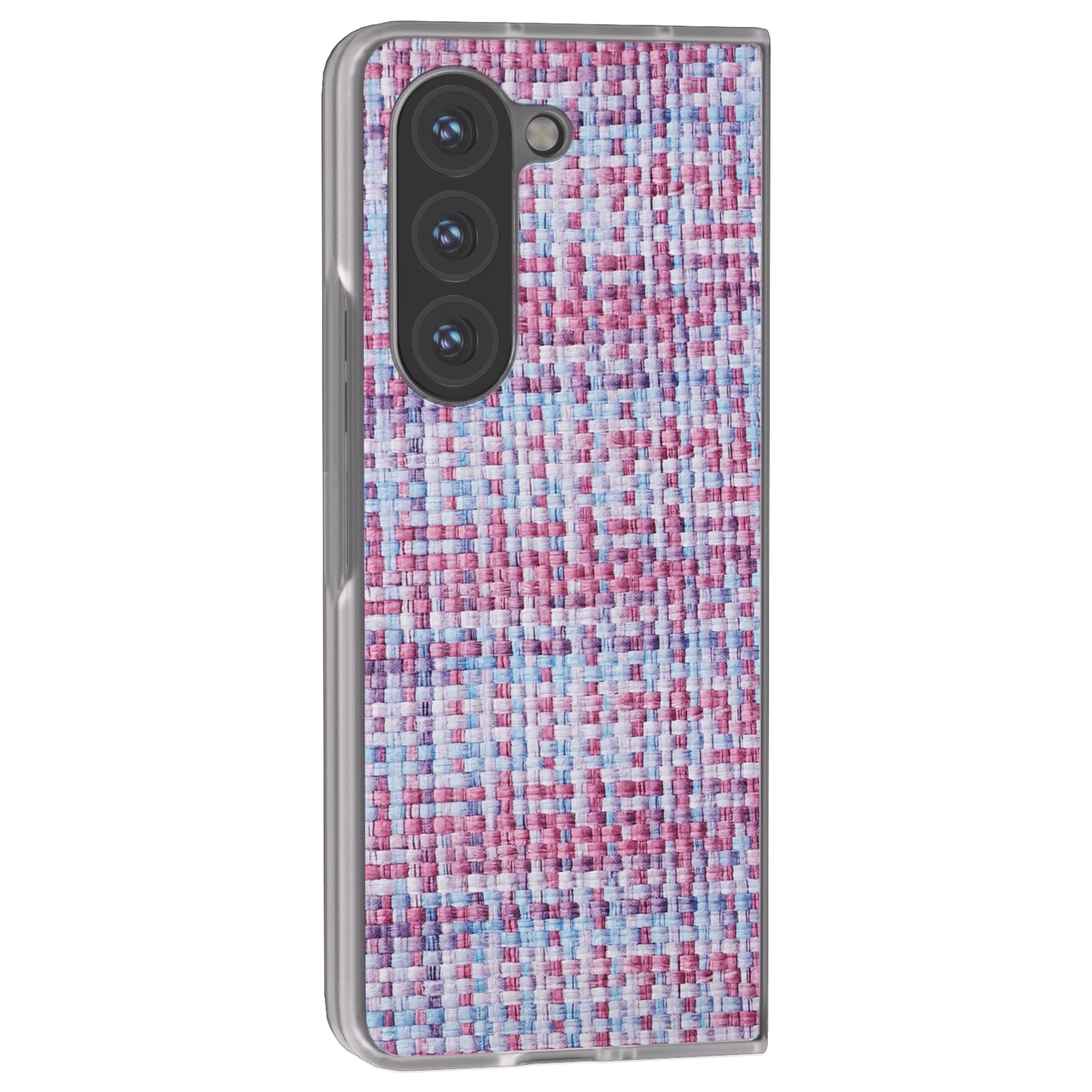 For Samsung Galaxy Z Fold6 5G Case Colorful Plaid Texture Leather Phone Cover - Purple