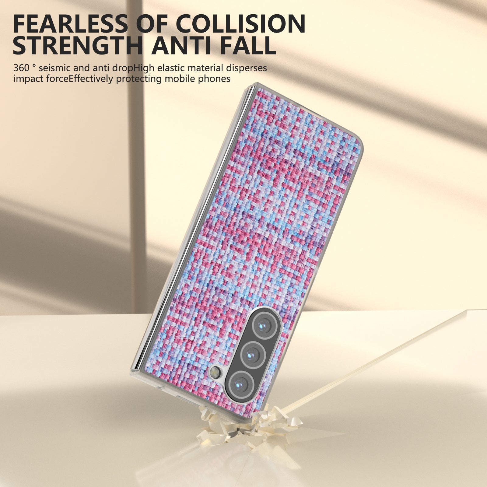 For Samsung Galaxy Z Fold6 5G Case Colorful Plaid Texture Leather Phone Cover - Purple