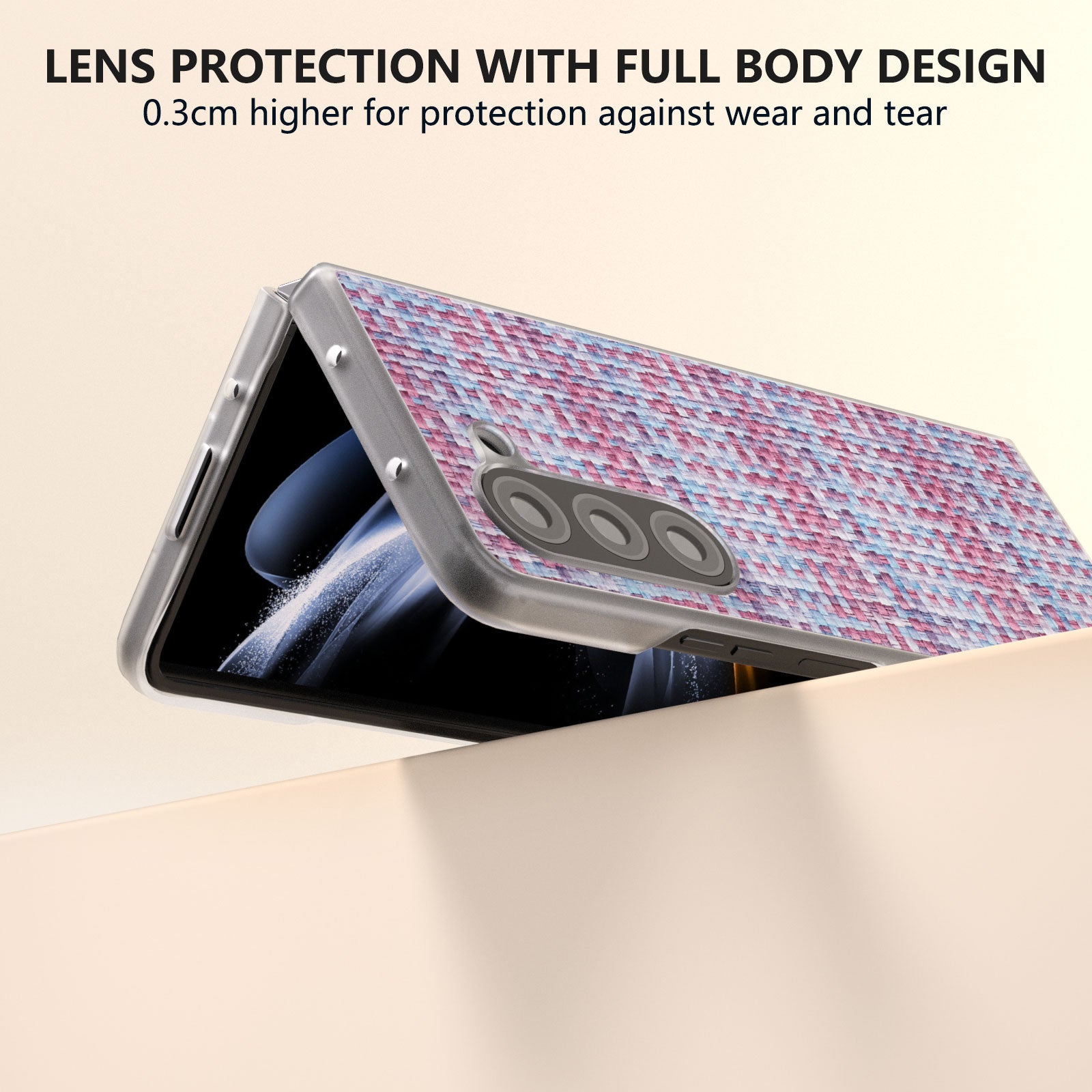 For Samsung Galaxy Z Fold6 5G Case Colorful Plaid Texture Leather Phone Cover - Purple