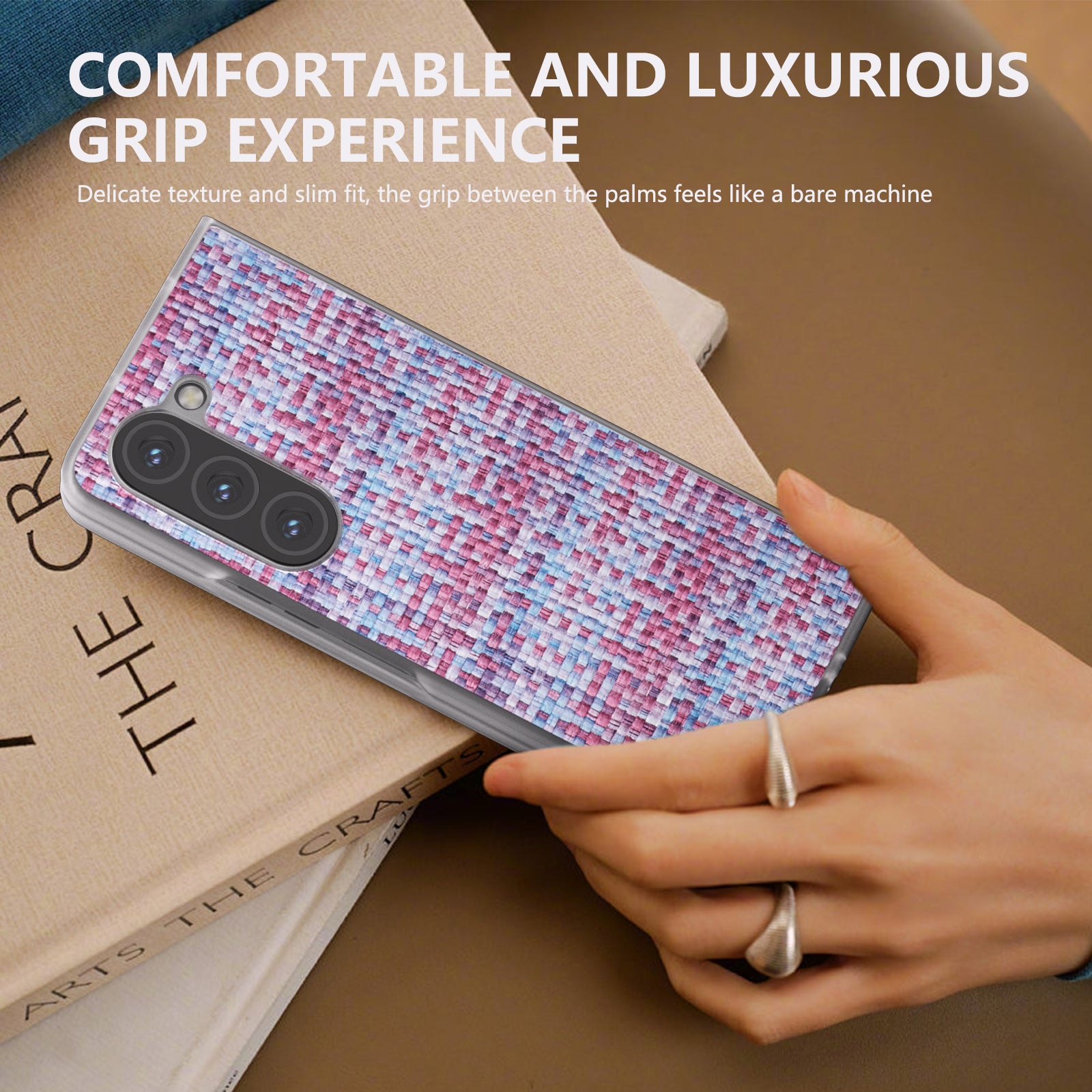 For Samsung Galaxy Z Fold6 5G Case Colorful Plaid Texture Leather Phone Cover - Purple