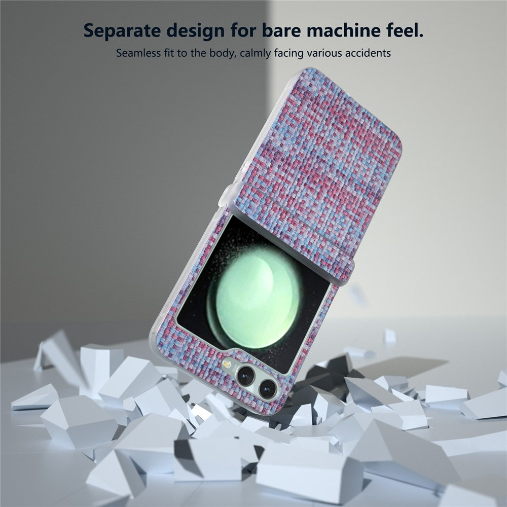 For Samsung Galaxy Z Flip7 FE 5G / Z Flip6 5G Case Matte Frame Colorful Plaid Texture Leather Phone Cover - Purple