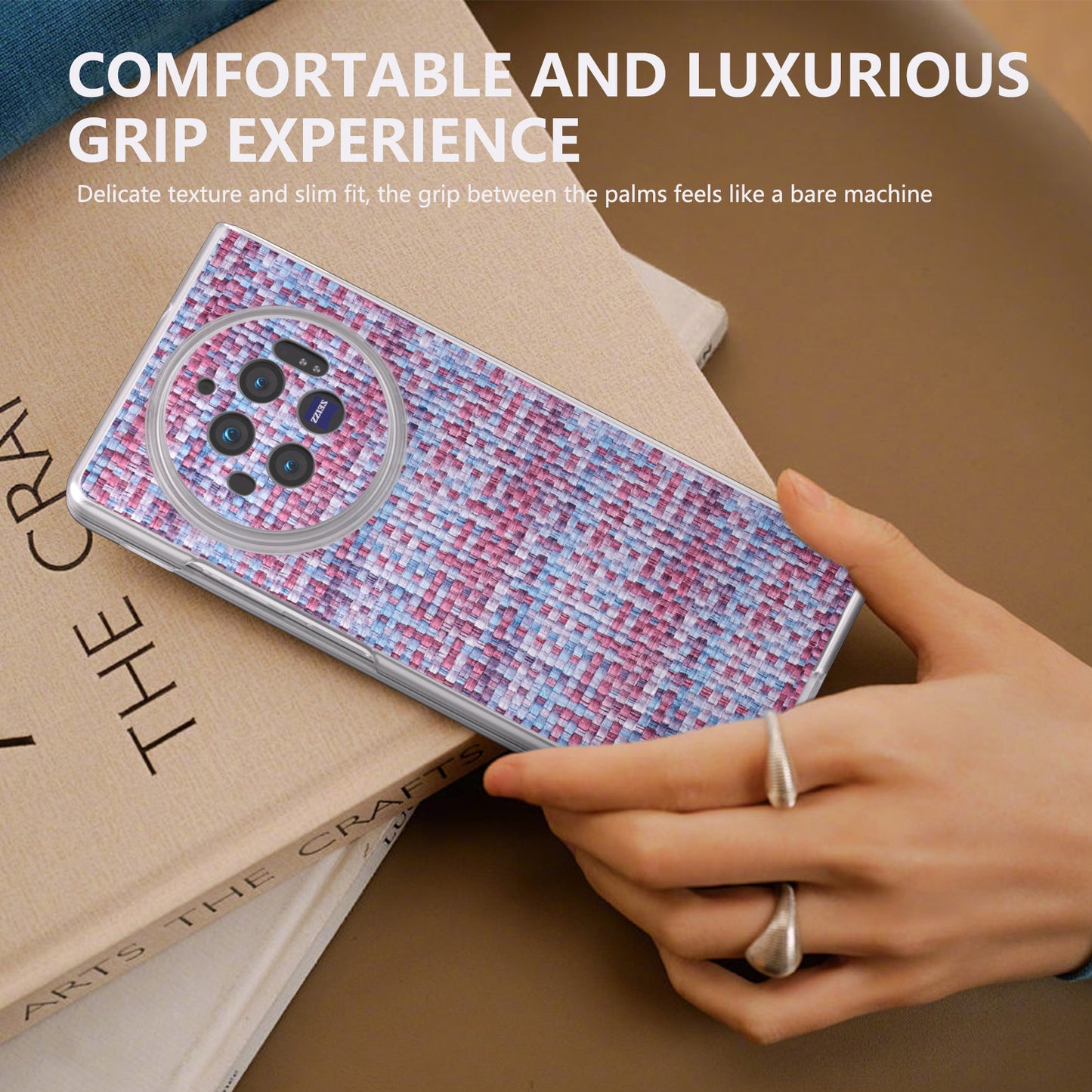 For vivo X Fold3 Case Colorful Plaid Texture Leather+PC Phone Cover - Purple