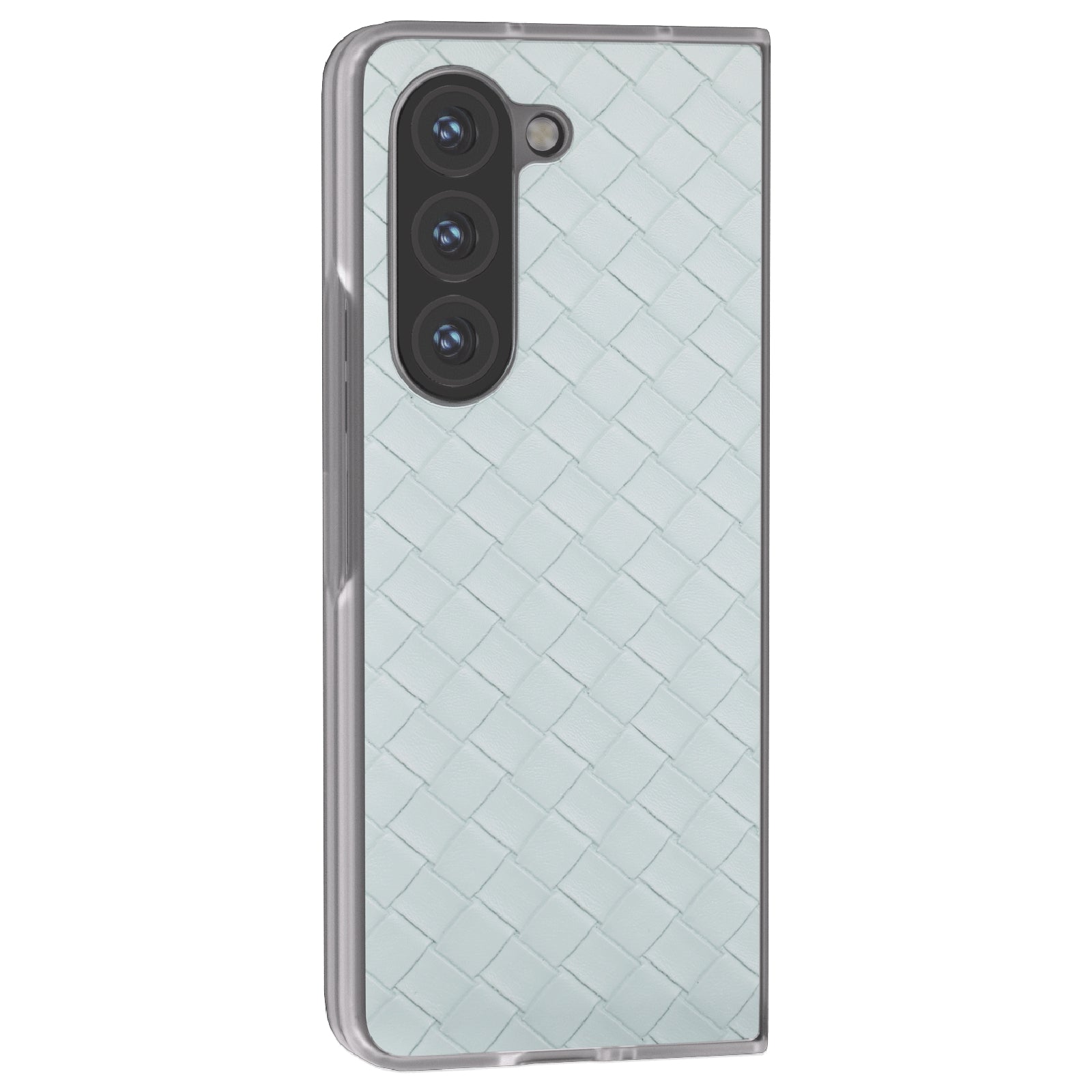 For Samsung Galaxy Z Fold6 5G Case Woven Texture Frosted Frame PU Leather Phone Cover - Light Green