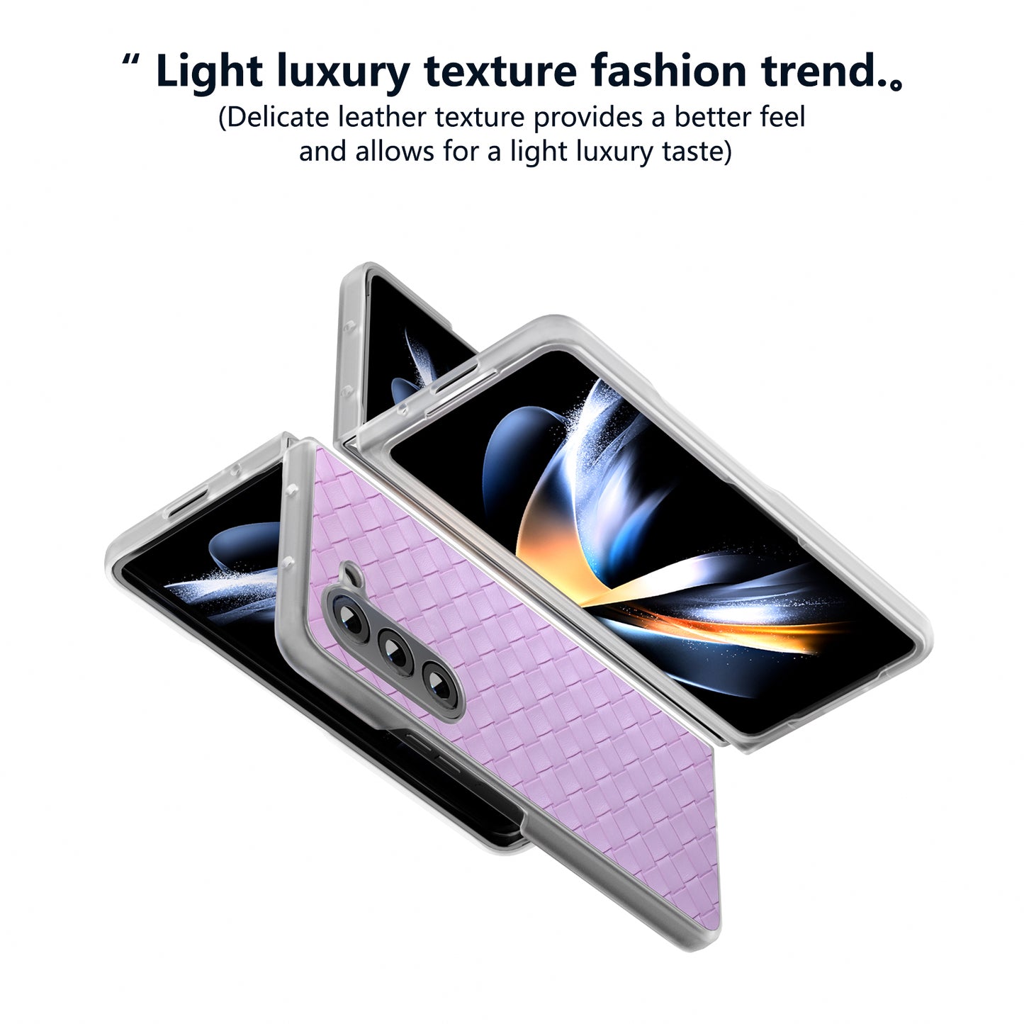 For Samsung Galaxy Z Fold6 5G Case Woven Texture Frosted Frame PU Leather Phone Cover - Purple