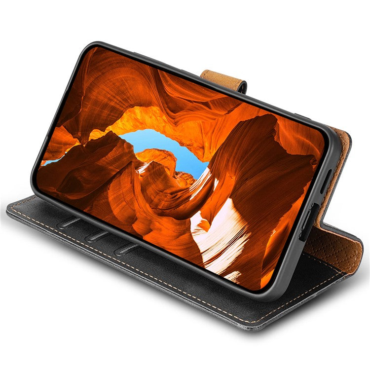 N.BEKUS CSJ-001 For Google Pixel 8 Pro Case Solid Color Leather Wallet Phone Cover - Black