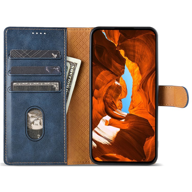 N.BEKUS CSJ-001 For Oppo Reno11 F 5G Wallet Case Solid Color Anti-Drop Leather Phone Cover - Blue