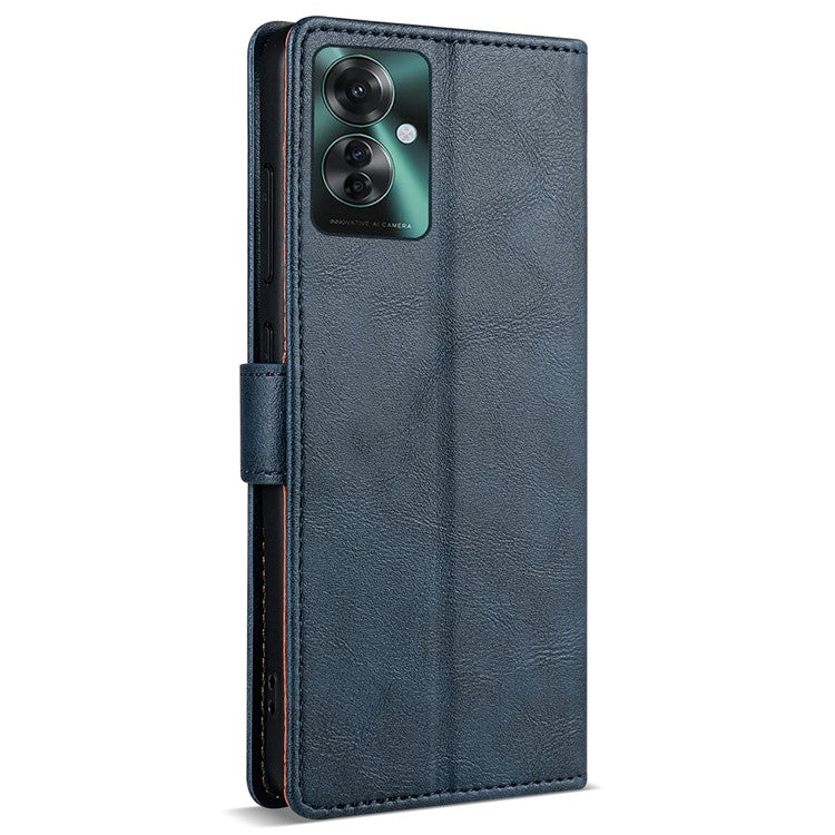 N.BEKUS CSJ-001 For Oppo Reno11 F 5G Wallet Case Solid Color Anti-Drop Leather Phone Cover - Blue
