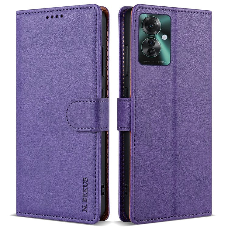 N.BEKUS CSJ-001 For Oppo Reno11 F 5G Wallet Case Solid Color Anti-Drop Leather Phone Cover - Purple