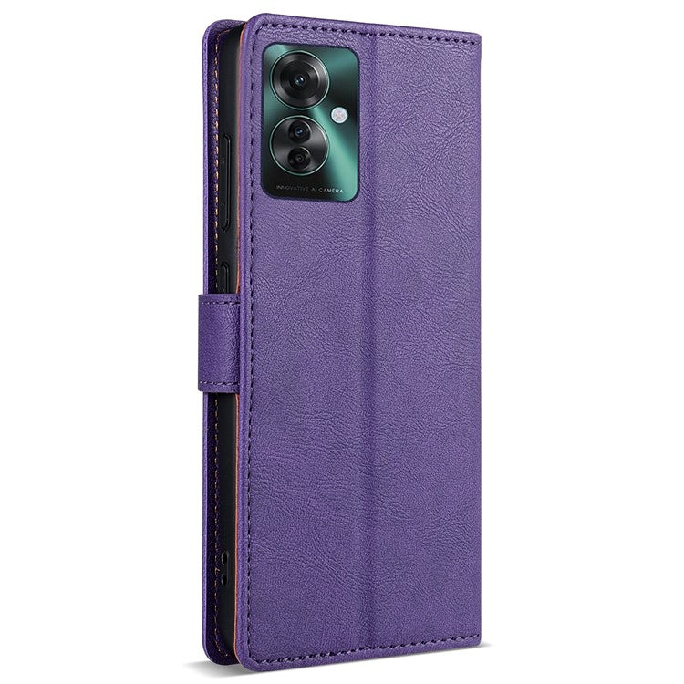N.BEKUS CSJ-001 For Oppo Reno11 F 5G Wallet Case Solid Color Anti-Drop Leather Phone Cover - Purple