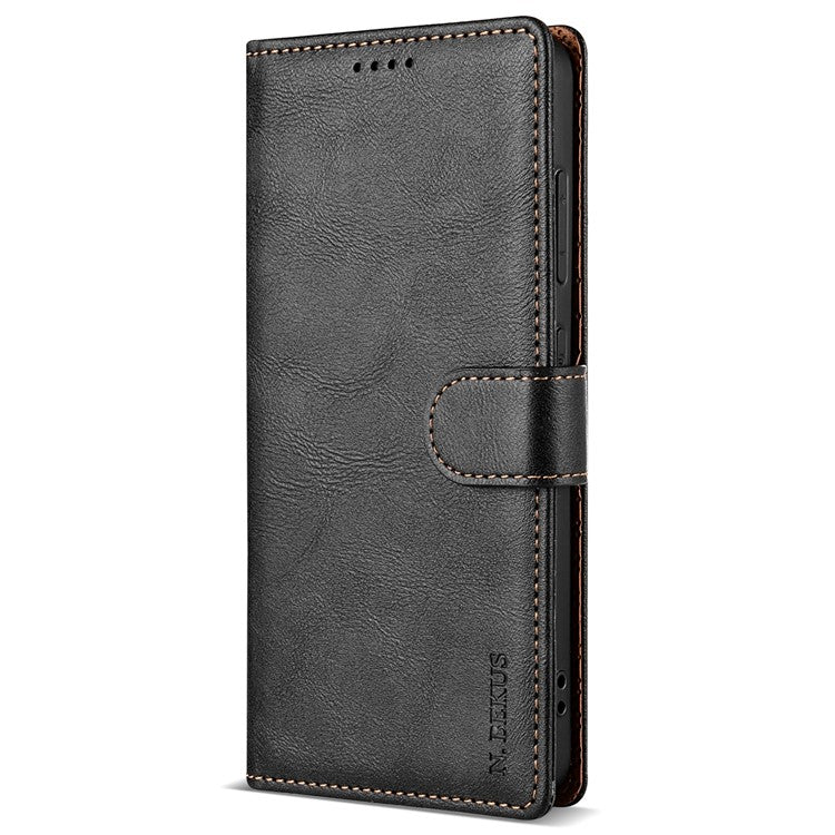 N.BEKUS CSJ-001 For Oppo Reno11 F 5G Wallet Case Solid Color Anti-Drop Leather Phone Cover - Black