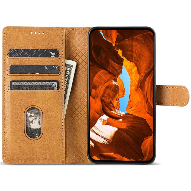 N.BEKUS CSJ-001 For Oppo Reno11 5G (Global) Leather Case Solid Color Shockproof Wallet Phone Cover - Brown