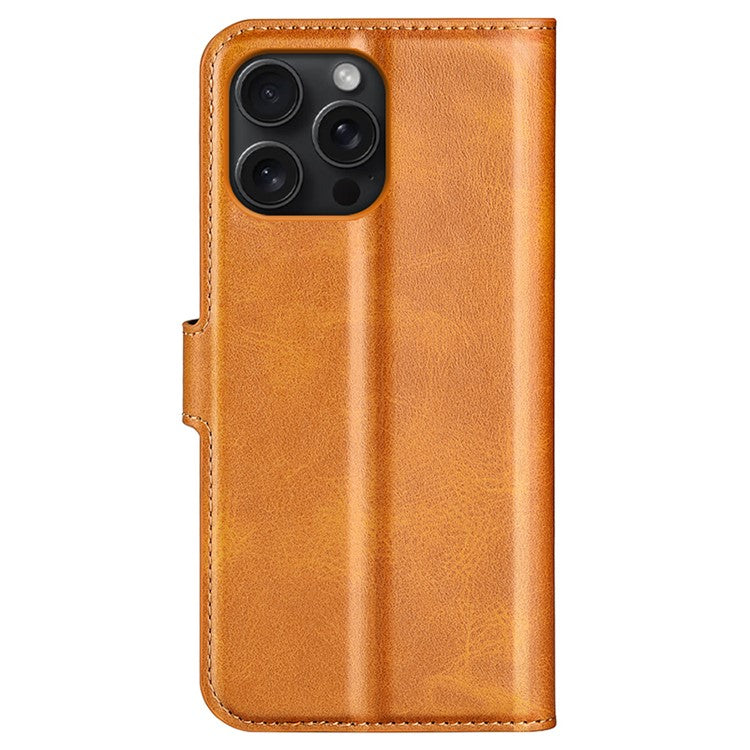 For iPhone 16 Pro Case Magnetic Clasp Calf Texture Flip Leather Phone Cover - Yellow