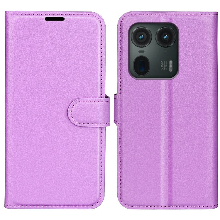 For Motorola Edge 50 Ultra 5G / Moto X50 Ultra 5G Wallet Case Litchi Texture Leather Phone Cover - Purple