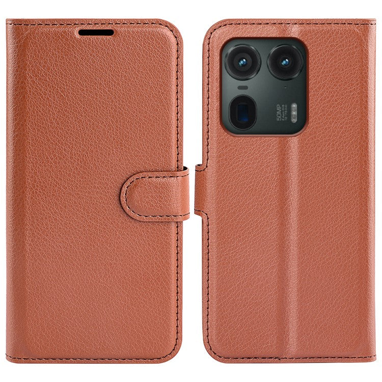 For Motorola Edge 50 Ultra 5G / Moto X50 Ultra 5G Wallet Case Litchi Texture Leather Phone Cover - Brown