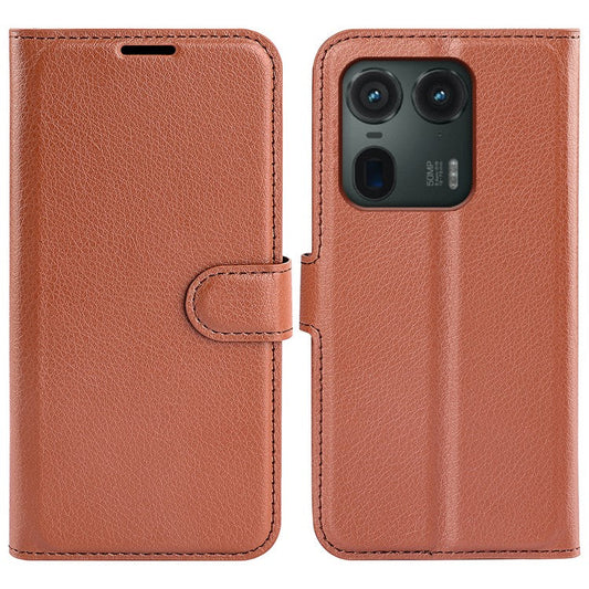 For Motorola Edge 50 Ultra 5G / Moto X50 Ultra 5G Wallet Case Litchi Texture Leather Phone Cover - Brown