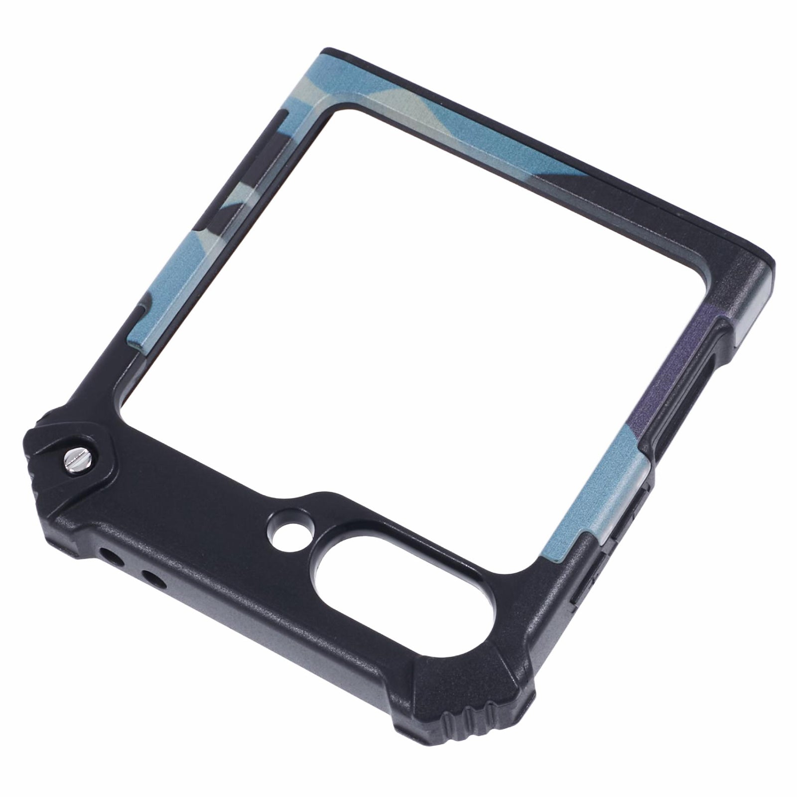 For Samsung Galaxy Z Flip6 5G Case Kickstand PC+TPU Camo Protective Cover - Navy Blue