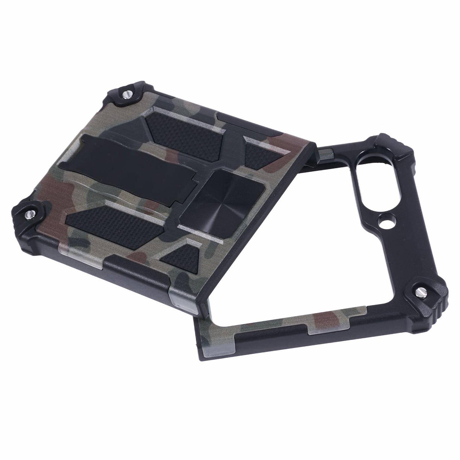 For Samsung Galaxy Z Flip6 5G Case Kickstand PC+TPU Camo Protective Cover - Army Green