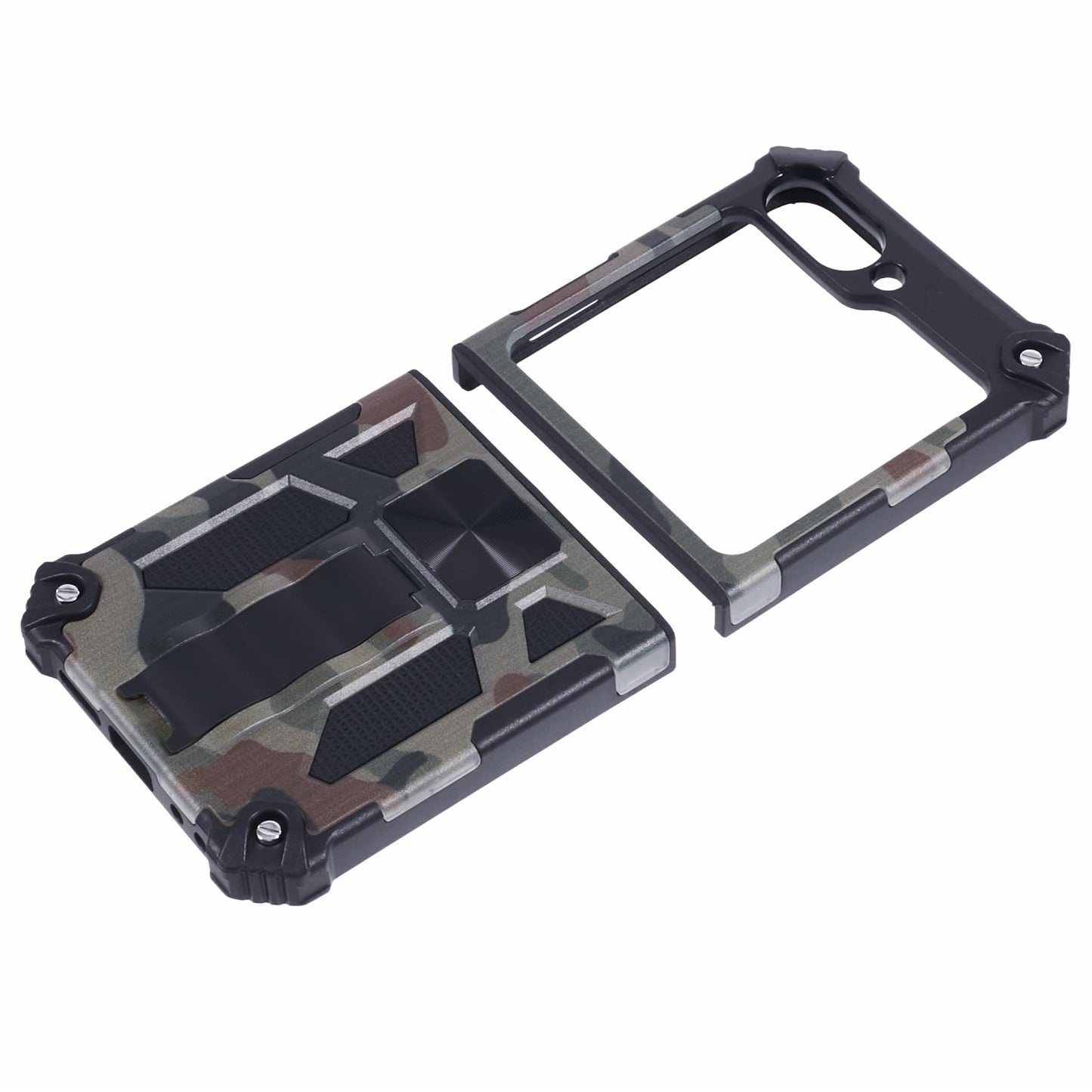For Samsung Galaxy Z Flip6 5G Case Kickstand PC+TPU Camo Protective Cover - Army Green