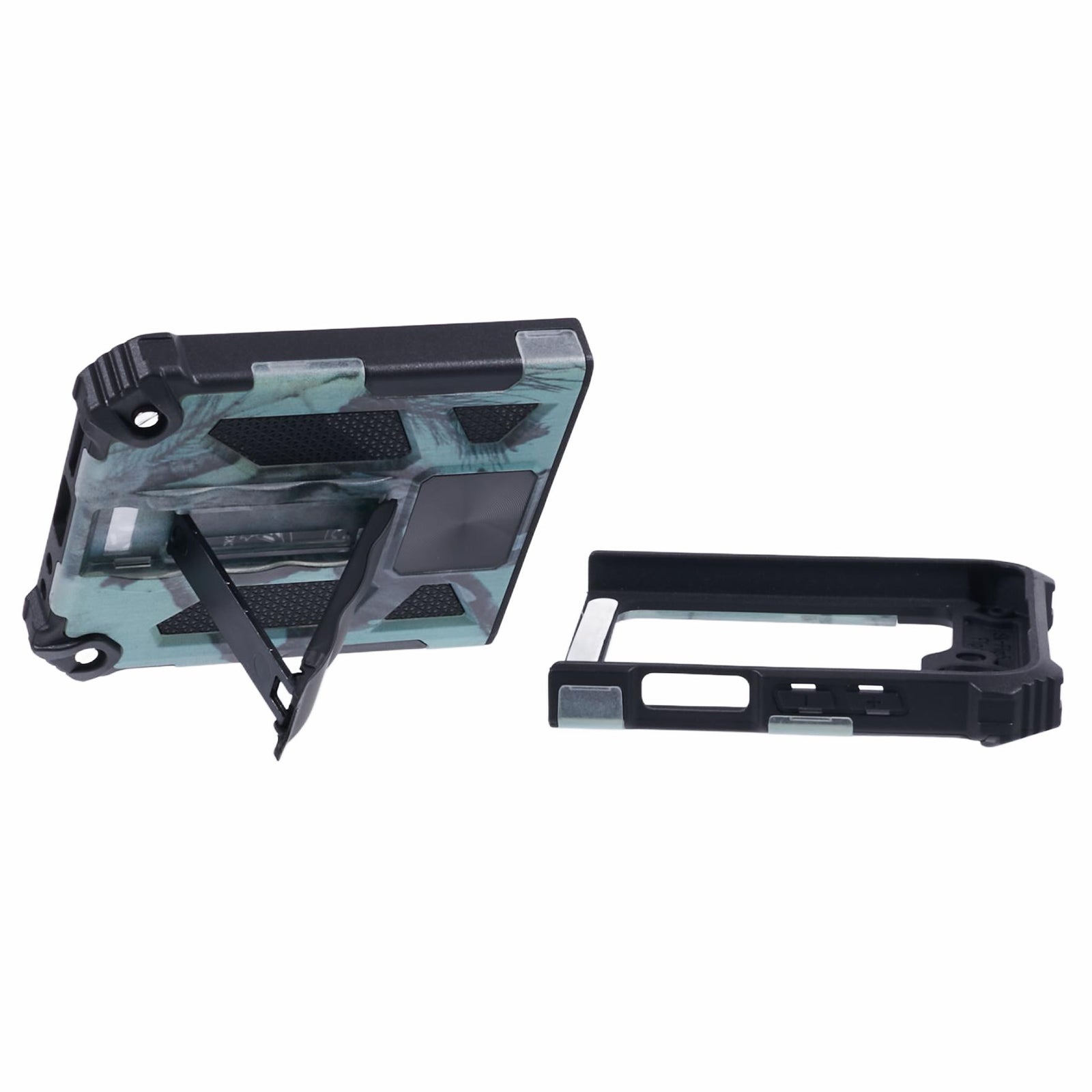 For Samsung Galaxy Z Flip6 5G Case Kickstand PC+TPU Camo Protective Cover - Light Green