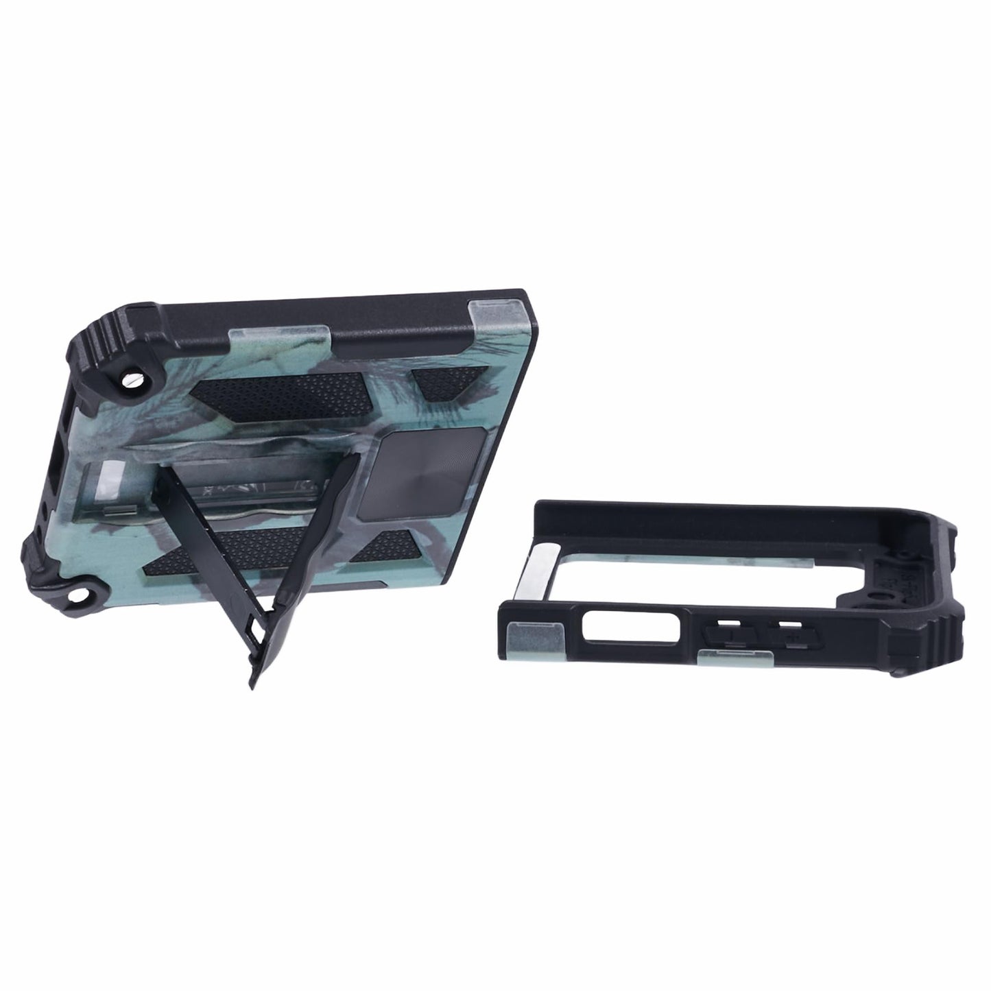 For Samsung Galaxy Z Flip6 5G Case Kickstand PC+TPU Camo Protective Cover - Light Green