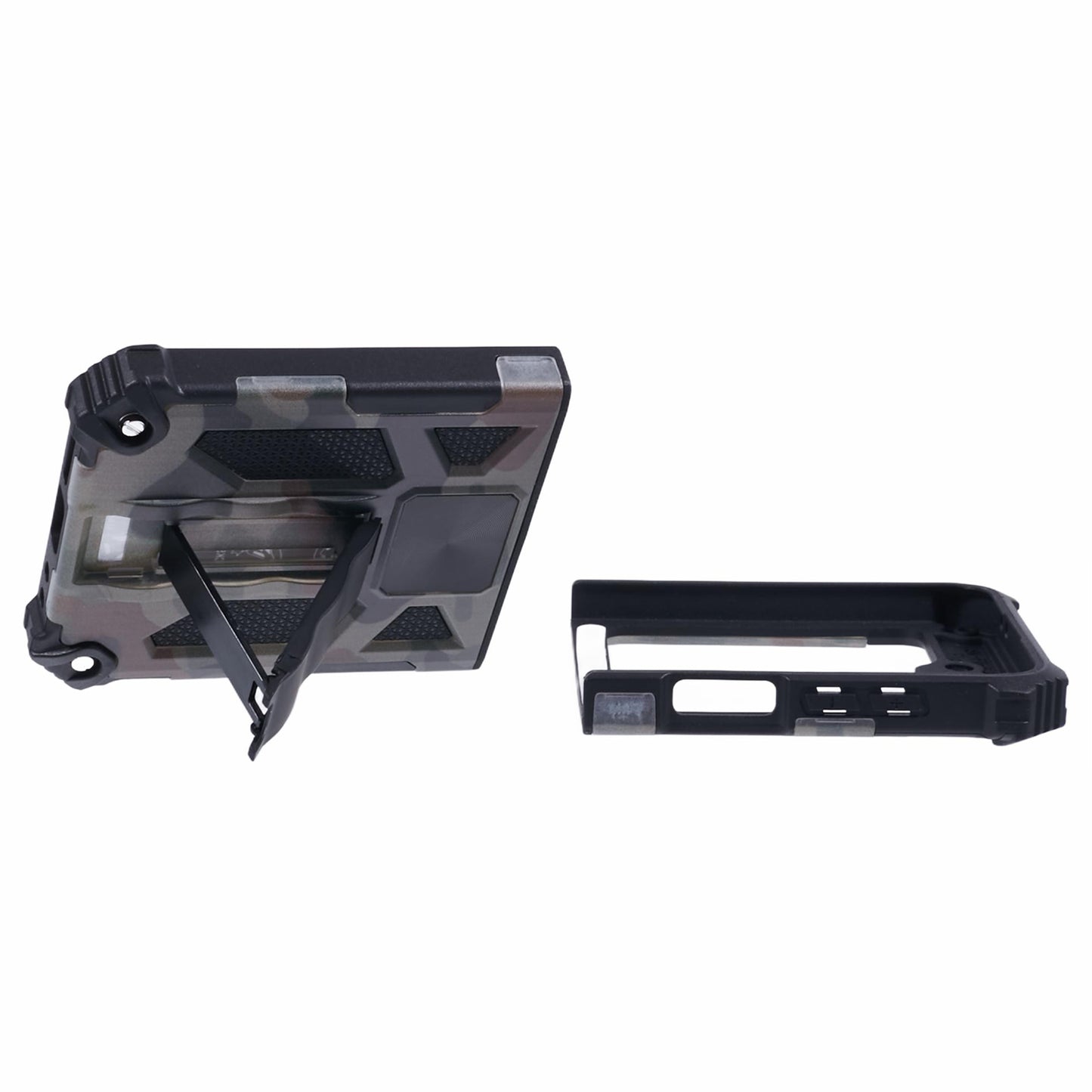 For Samsung Galaxy Z Flip6 5G Case Kickstand PC+TPU Camo Protective Cover - Black