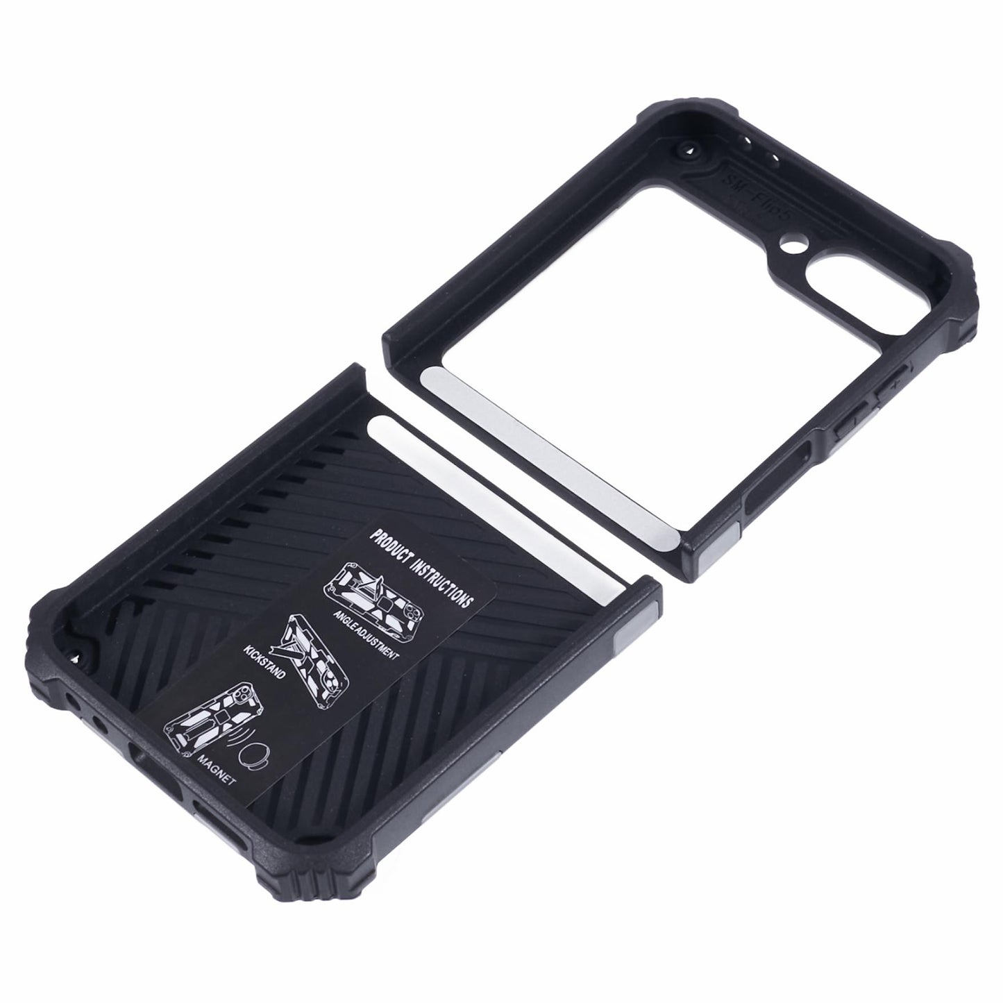 For Samsung Galaxy Z Flip6 5G Case Kickstand PC+TPU Camo Protective Cover - Black