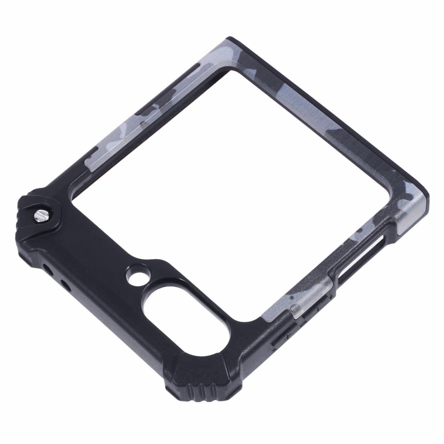 For Samsung Galaxy Z Flip6 5G Case Kickstand PC+TPU Camo Protective Cover - Black