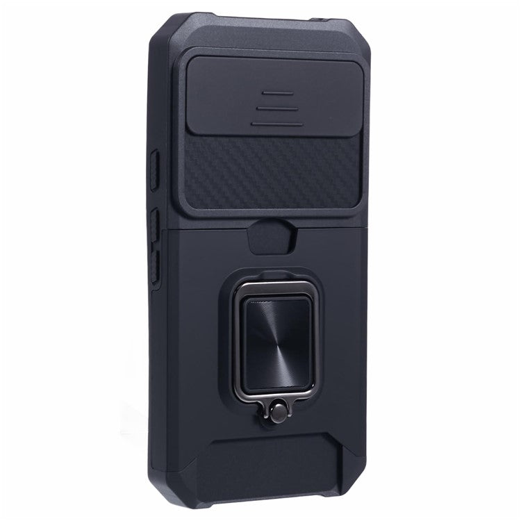 For Google Pixel 9 / Pixel 9 Pro Case Card Holder PC+TPU Kickstand Phone Cover with Lens Protection - Black