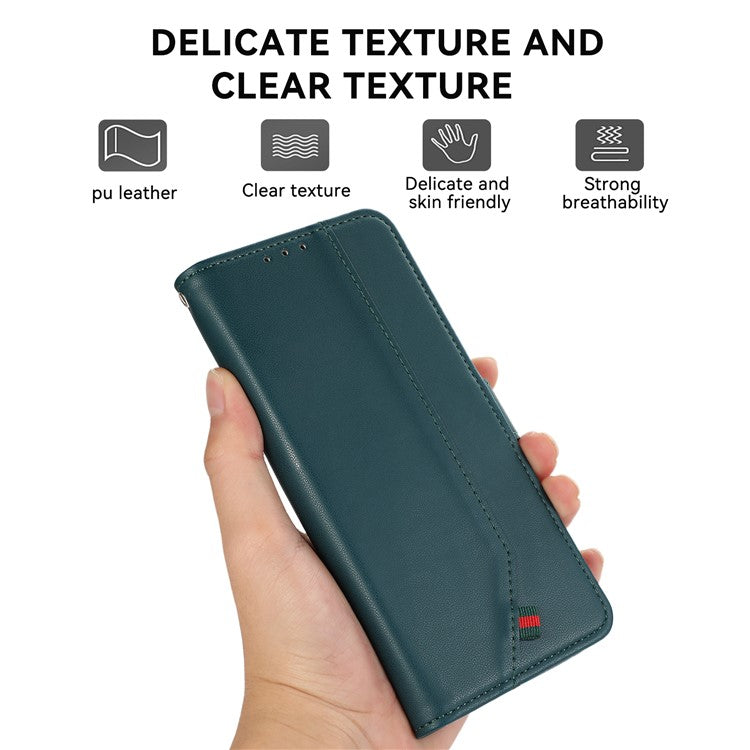 For iPhone 16 Case RFID Blocking Card Slots Leather Stand Phone Cover - Green