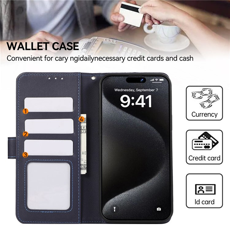 For iPhone 16 Plus Case RFID Blocking Flip Leather Phone Cover - Blue